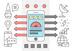 Linear Mobile Software Icons vector