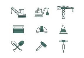 Demolition Linear Icon Pack Vector