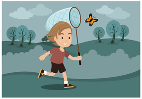 Boy With Butterfly Net Vector