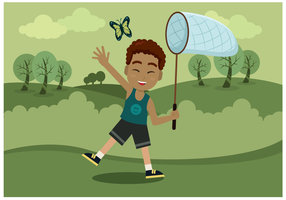 Boy With Butterfly Net Vector