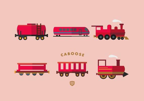 Red Caboose Vector Flat Collection