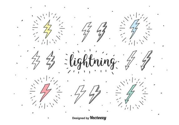 Doodle Lightning Icons Vector