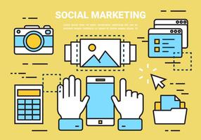 Elementos lineales gratuitos de marketing social vector