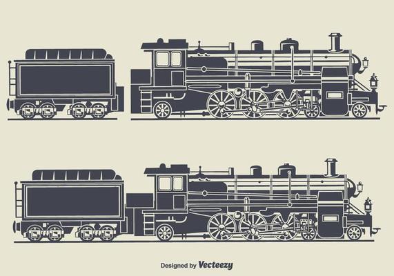 Retro Train Silhouette Vector Illustration
