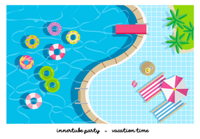 Pool Party Innertube Flat Vector Illustration