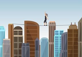 Woman Walking a Tightrope Free Vector