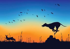 Whippet Chasing Rabbit Silhouette Free Vector