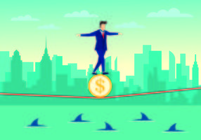 Businessman Walking Tightrope With Confidence Vector 