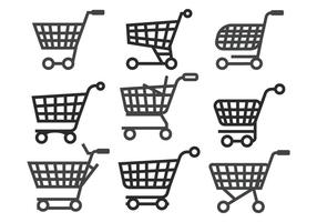 Supermarket cart vector set