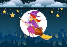 Witch On A Broomstick vector