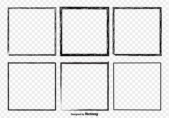 Black Grunge Distressed Border Frames Vector Set