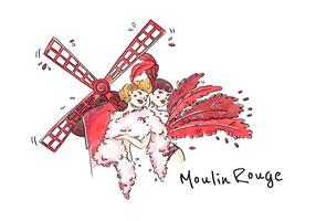Moulin Rouge Cabaret Mujer Vector