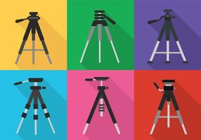 Camera tripod icon vector set