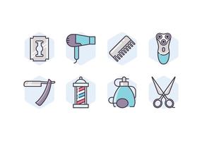 Barbería Suministros Icon Set vector