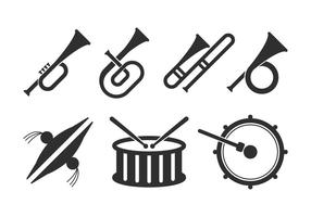 Marching Band Icons Set vector