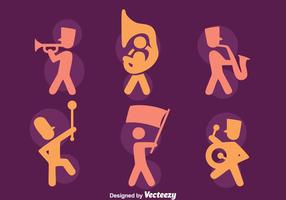 Silhouette Marching Band Icons Vectors