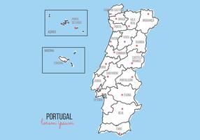 Mapa del Doodle de Portugal vector