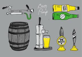 Beer Pump Collection Hand Drawn Vector Illustration