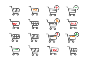 Supermarket Cart Icons Vector