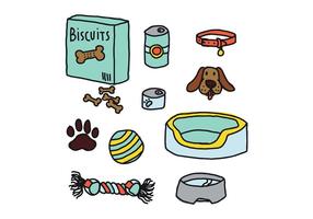 Doodles coloridos de los elementos del perro vector
