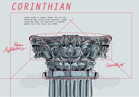 Corinthian Architectural Blueprint Sketch Vector