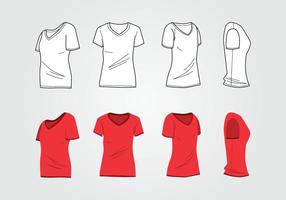 Woman V Neck Shirt Template vector