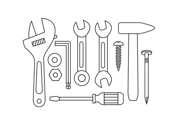 Free Tools Hardware Line Icon Vector 