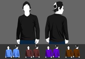 V-Neck Long Sleeve Model Free Vector