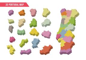 3D Portugal Map Vector