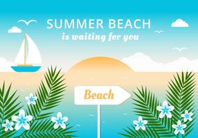Free Flat Summer Beach Vector Background