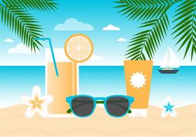 Free Flat Summer Beach Vector Background