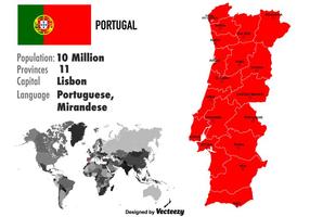 Vector Portugal mapa con las regiones