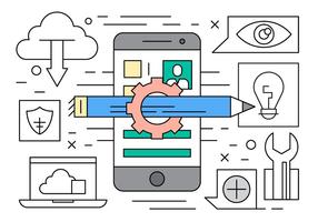 Desarrollo de software móvil lineal vector