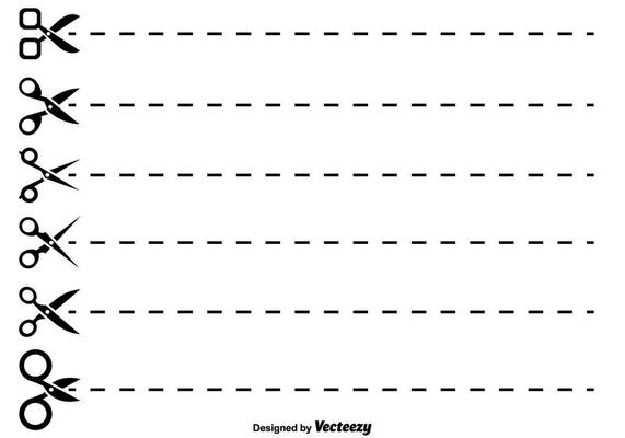 Vector Scissor And Cut Here Symbols Set