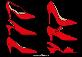 Vector Elegant Red Slippers Set