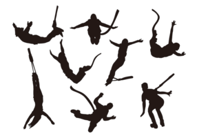 Bungee Jumping Silhouettes Vector