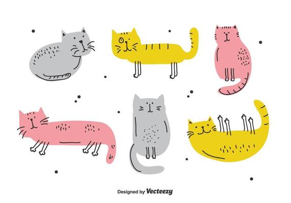 Hand Drawn Cat Set