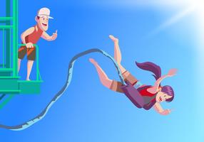 Bungee Jumper from Bridge Vector 