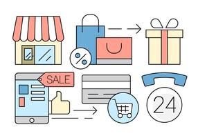 Iconos de compras gratis en línea vector