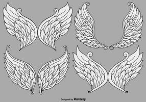 Vector Set Of Cartoon Angel Wings