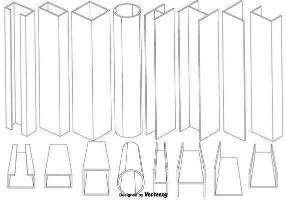 Vector Set Of Thin Line Girder Elements