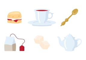 Colorful Tea Time Icon Vectors 