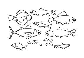 Icono de línea libre de pescado Vector