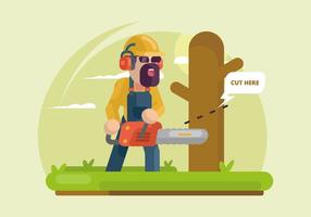 Lumberjack Cutting Tree Illustration vector