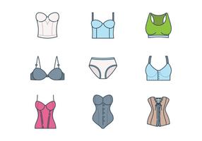 Woman Underwear Icon Set vector