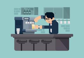 Bartender Serving Beer Illustration