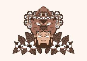 Aztecan Ornaments With Bear Man And Leaves vector