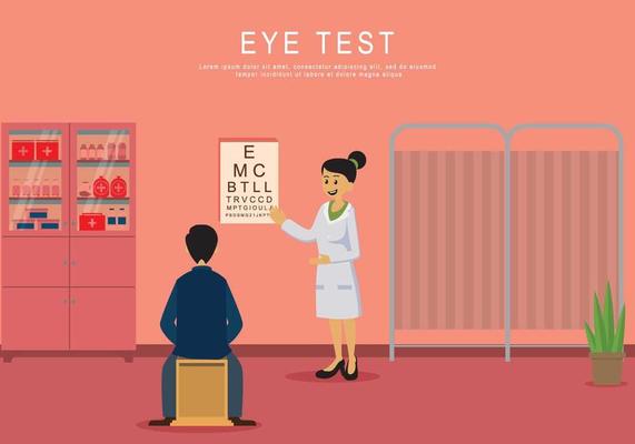 Man Doing Eye Test On Clinic Illustration
