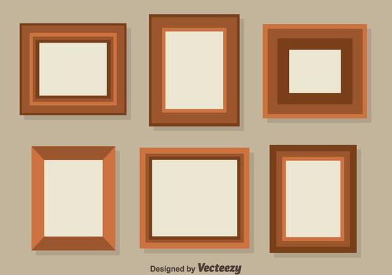 Flat Brown Photo Frame Collection Vector