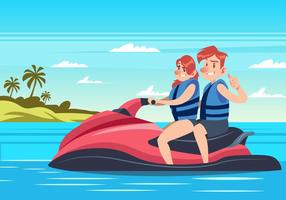 Couple Riding Water Jet Ski vector